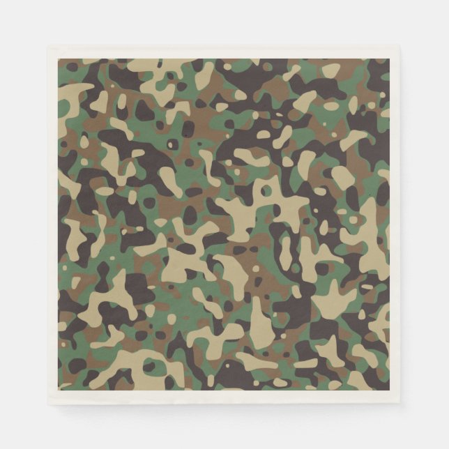Green Brown Woodland Camouflage. Camouflage Serviette (Vorderseite)