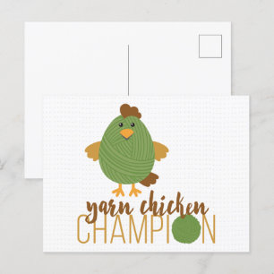 Green & Brown Yarn Chicken Champion Postcard Postkarte