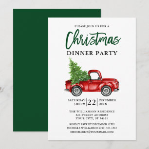Green Brush Script Truck Weihnachts-Party Einladung