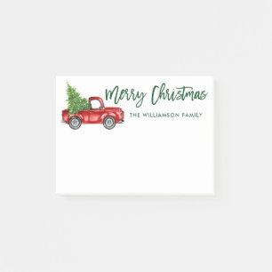Green Brush Script Vintag Truck Weihnachtsbaum Post-it Klebezettel