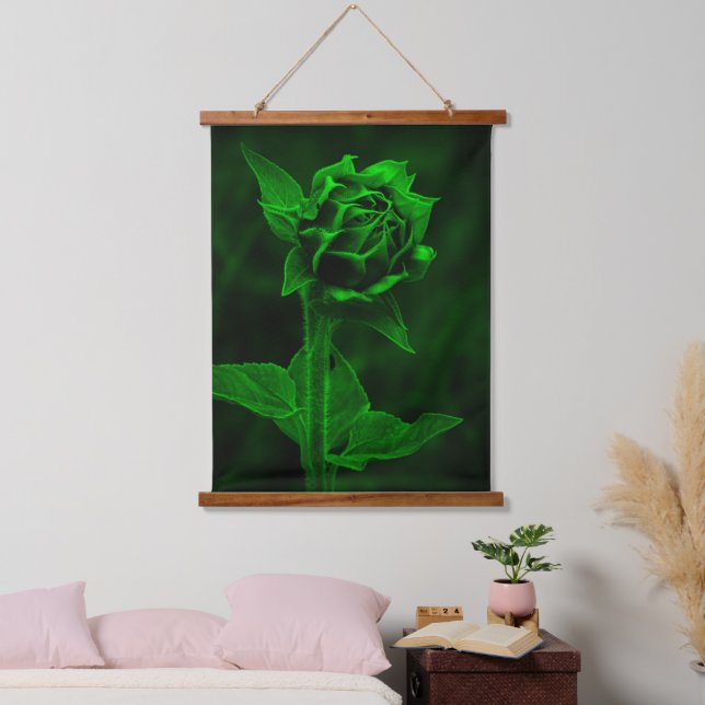 "Green Bud"  Wandteppich Mit Holzrahmen (Schlafzimmer)