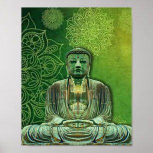 Green Buddha Lotus Blume Poster
