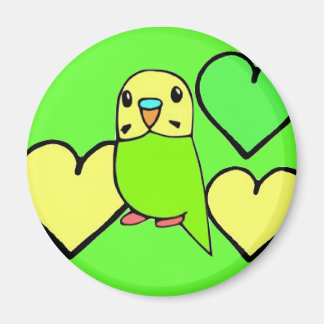 Green Budgie mit Herz Magnet