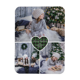 Green Buffalo Kariert Heart Foto Frohe Weihnachten Magnet