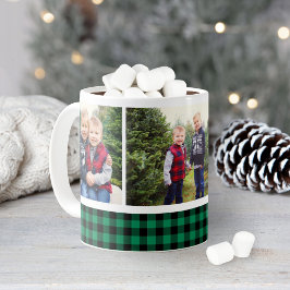 Green Buffalo Kariert Holiday Foto Collage Kaffeetasse