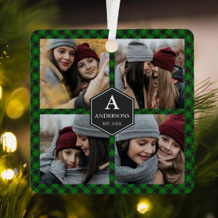 Green Buffalo Kariert Lumberjack Foto Collage Ornament Aus Metall