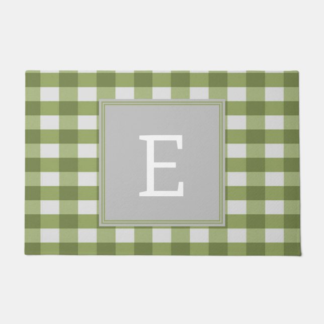 Green Buffalo Kariert Monogram Doormat Fußmatte (Vorderseite)