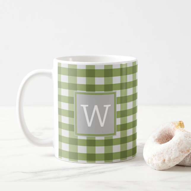Green Buffalo Kariert Monogram Tasse (Mit Donut)