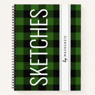 Green Buffalo Kariert Sketch Buch Personalisiert