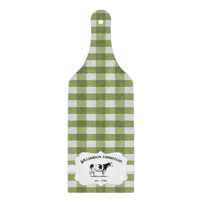 Green Buffalo Karierte Farm Cow Cutting Board Schneidebrett (Vorderseite)