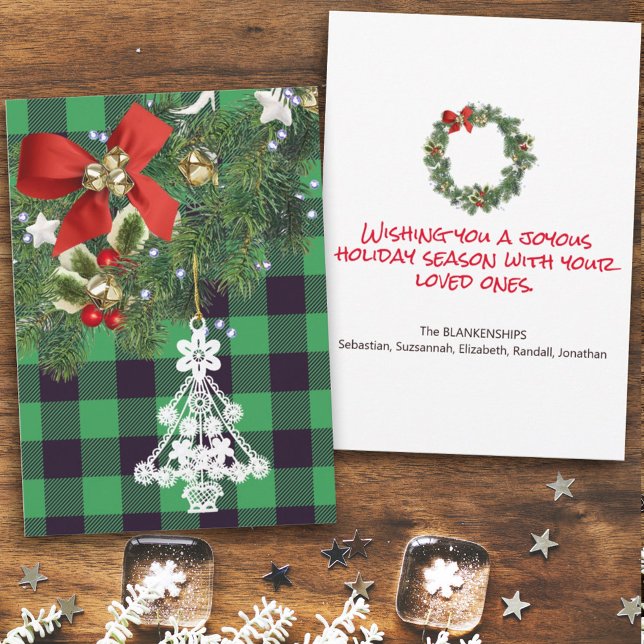 Green Buffalo Kariertes Foto Weihnachtsbaum Feiertagskarte (Von Creator hochgeladen)