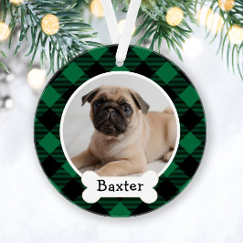 Green Buffalo Kariertes Puppy-Hund-Foto Ornament