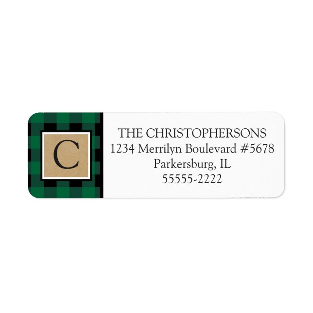 Green Buffalo Karo Kariert und Kraft Paper Monogra (Vorne)