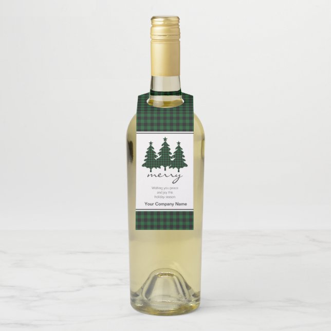 Green Buffalo Karo Pine Trees Corporate Flaschenanhänger (Auf Flasche)