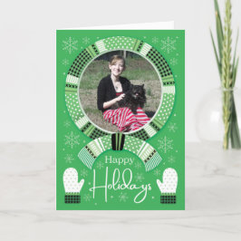 Green Buffalo Karo Scarf Happy Holidays Foto Feiertagskarte