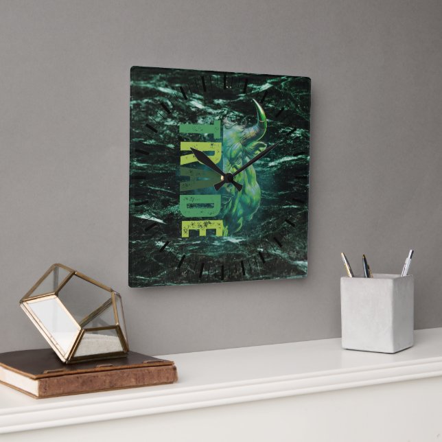 Green bull | Trade Design | Marble Quadratische Wanduhr (Büro)