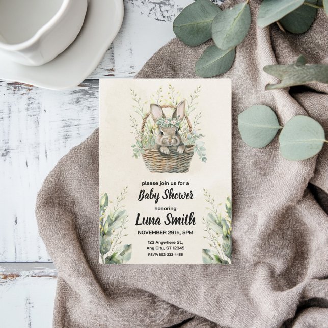 Green Bunny Rabbit Babydusche Einladung (Von Creator hochgeladen)