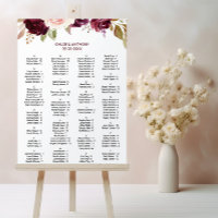 Green Burgundy Bloral Alphabeating Chart