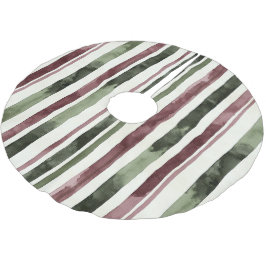 Green Burgundy Stripes Weihnachten Polyester Weihnachtsbaumdecke