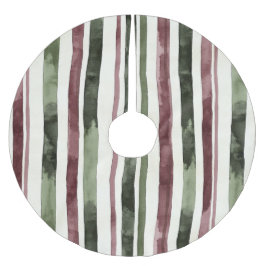 Green Burgundy Stripes Weihnachten Polyester Weihnachtsbaumdecke