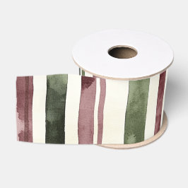 Green Burgundy Stripes Weihnachten Ripsband