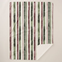 Green Burgundy Stripes Weihnachten Sherpadecke