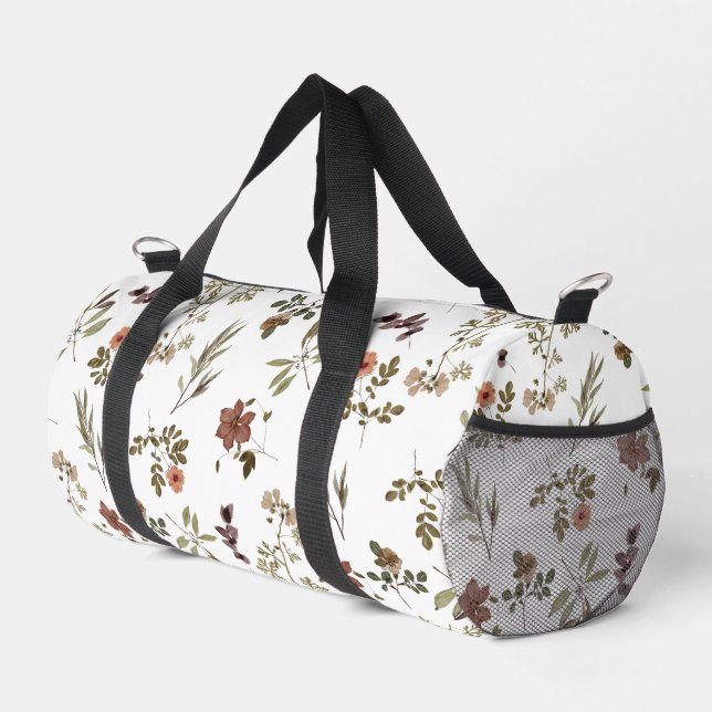 Green Burgundy Wildflower Duffle Bag (Rechte Ecke)