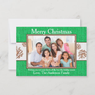 Green Burlap Pinecones Foto - 3x5 Weihnachtskarte Einladung