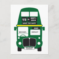 Green Bus Save the Date Postkarte