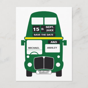 Green Bus Save the Date Postkarte