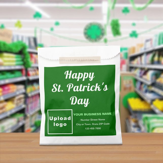 Green Business Brand, St. Patrick's Day, Paper Bag Geschenktütchen (Green business brand with St. Patrick's Day greeting on paper bag)
