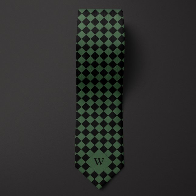 Green Business Checked Monogram Krawatte (Von Creator hochgeladen)