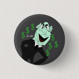 Green business executive puppet button