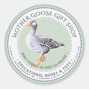 Green Business Mother Goose Bookshop Buchzeichen Runder Aufkleber