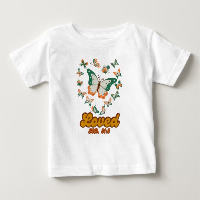Green Butterfly Design inspiriert von Jeremiah 31: Baby T-shirt (Vorderseite)