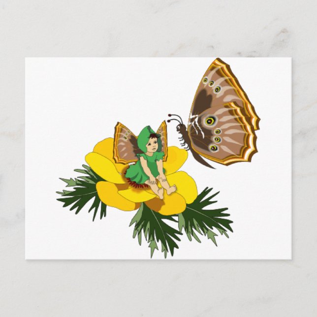 Green Butterfly Fairy Postkarte (Vorderseite)