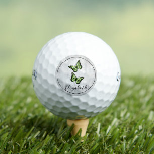 Green Butterfly Floral Golf Balls Golfball