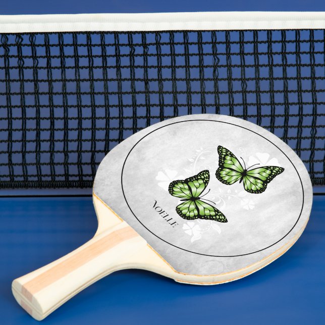Green Butterfly floral Ping Pong Paddle Tischtennis Schläger (InSitu)