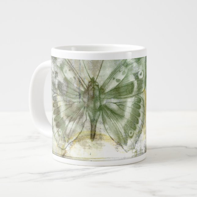 Green Butterfly Inset Jumbo-Tasse (Vorderseite Links)