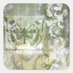 Green Butterfly Inset Quadratischer Aufkleber