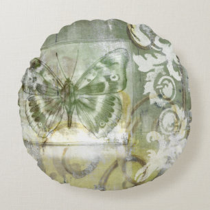 Green Butterfly Inset Rundes Kissen