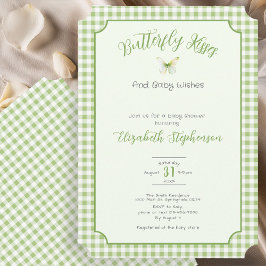 Green Butterfly Kisses and Baby Wishes Baby Shower Einladung