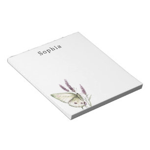 Green Butterfly Lila Blumenname Personalisiert Notizblock