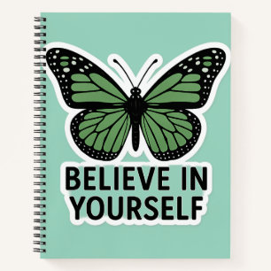Green Butterfly Motivation Sticker Notizbuch