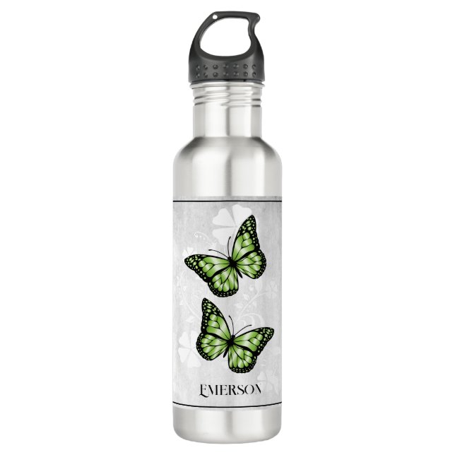 Green Butterfly Personalisiert Edelstahlflasche (Vorderseite)