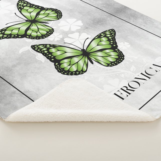 Green Butterfly Personalisiert Sherpa Blanket Sherpadecke (3/4)