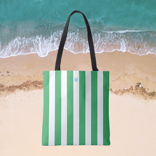 Green Cabana Strip & Personalisiert Blue Monogram (Von Creator hochgeladen)