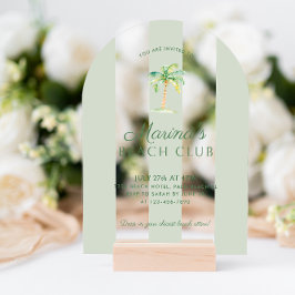 Green Cabana Stripes Palm Beach Club Acryleinladungen