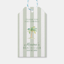 Green Cabana Stripes Palm Beach Club Thank You Geschenkanhänger
