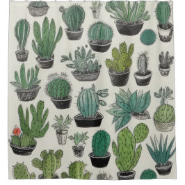 Green Cacti Muster Duschvorhang